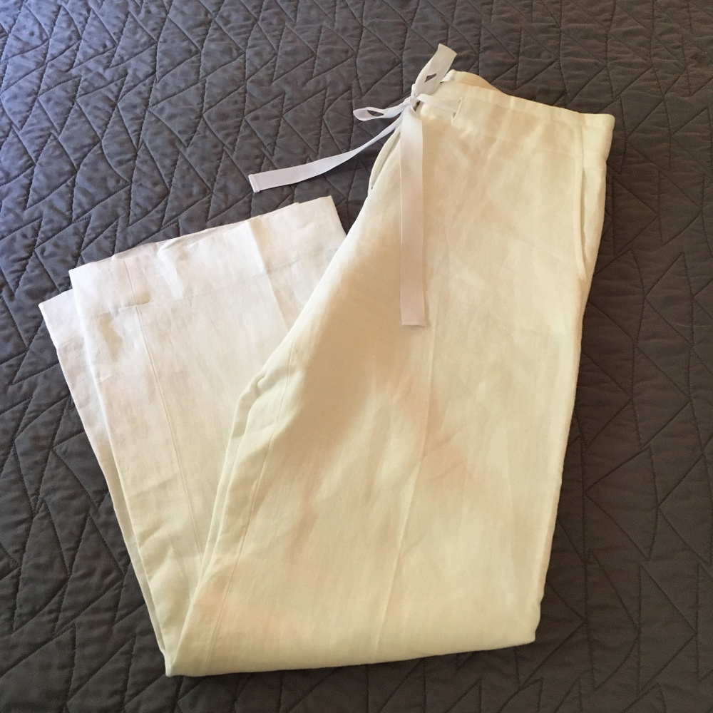 Talbots Petite White Linen Pants